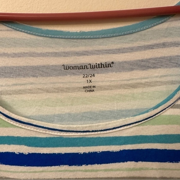 WOMAN Within Plus Size 1X , 22 / 24 Striped Tank Top - Picture 6 of 6
